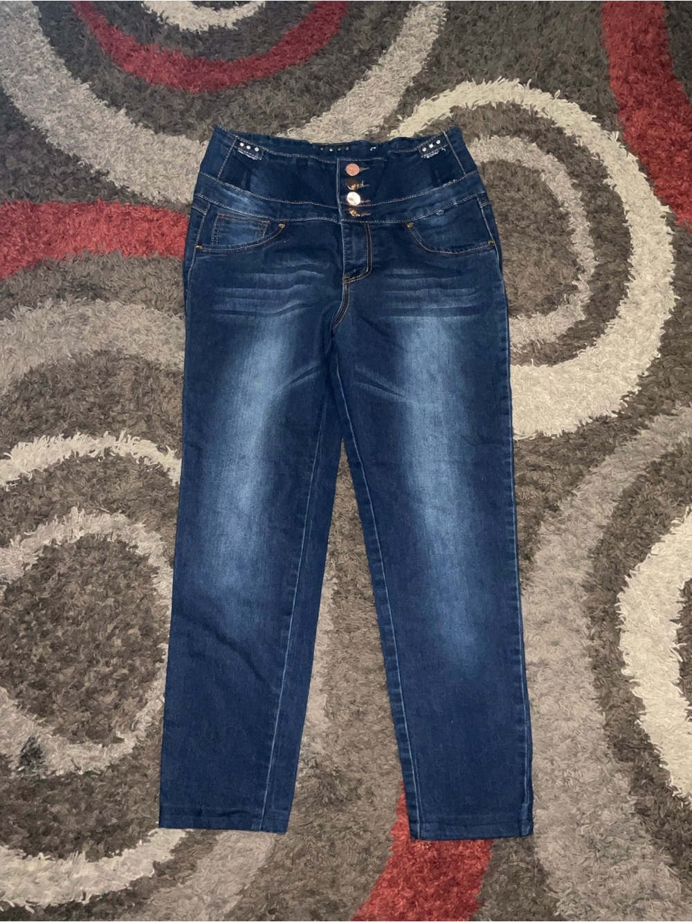 Bonage women’s Y2K Dark Blue Women's High-Rise pocketless capri Jeans size 11